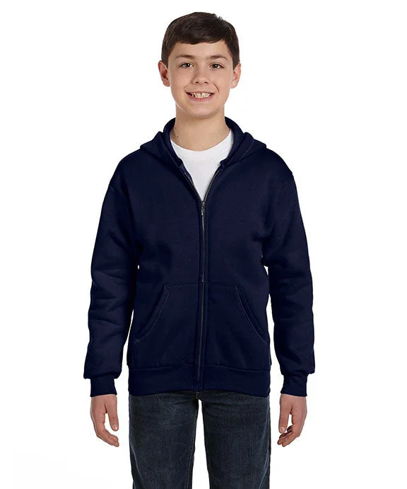 Ski SweatshirtsP480 - Hanes Youth 7.8 oz EcoSmart® 50/50 Full-Zip Hooded Sweatshirt | Navy