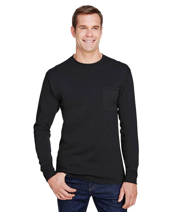 Hemp SweatshirtsW120 - Hanes Adult Workwear Long-Sleeve Pocket T-Shirt | Black