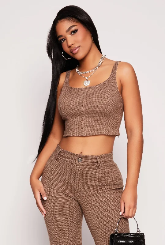 CroptopblockchainIris Houndstooth Crop Top