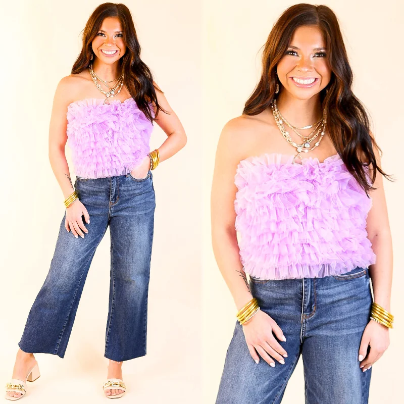 CroptopoutfitFirst Class Flair Tulle Cropped Tube Top in Lavender Purple