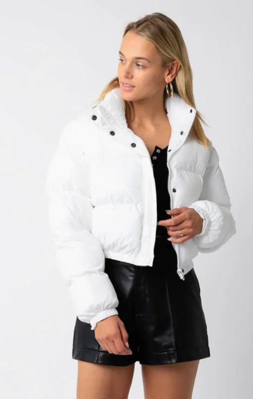 CroptopcashmereReady For The Slopes Crop Puffer Jacket: White