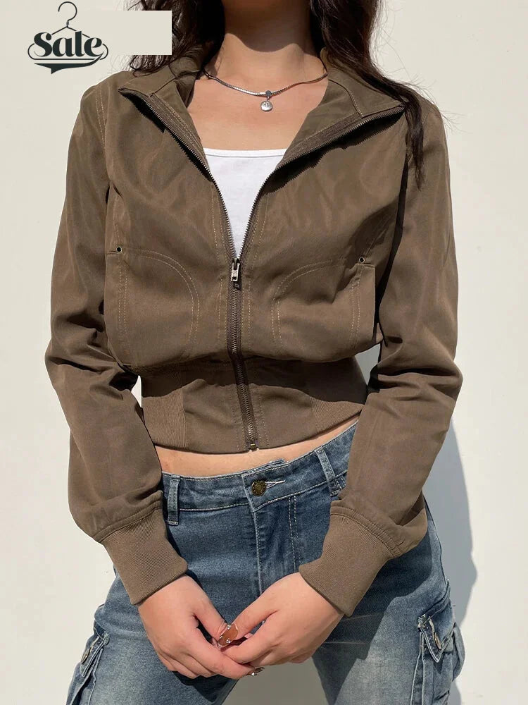 CroptopseamCropped Bomber Jacket Snug Fit