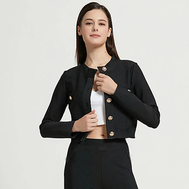 CroptopblockchainWomen's Cropped Jacket in Golden Hues